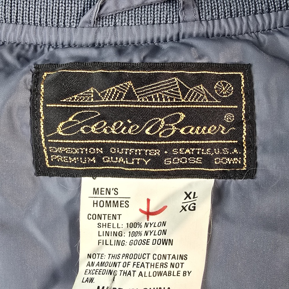 90s Eddie Bauer Puffer Vest Mens XL Gray Blue‎ Goose Down Quilted Y2K Grunge Vtg - Picture 3 of 10